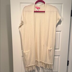 Lilly Pulitzer Cream Fringe Cardigan